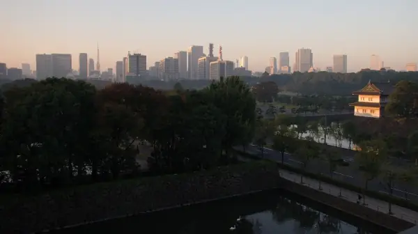 Marunouchi business district skyline in Tokyo at dawn
