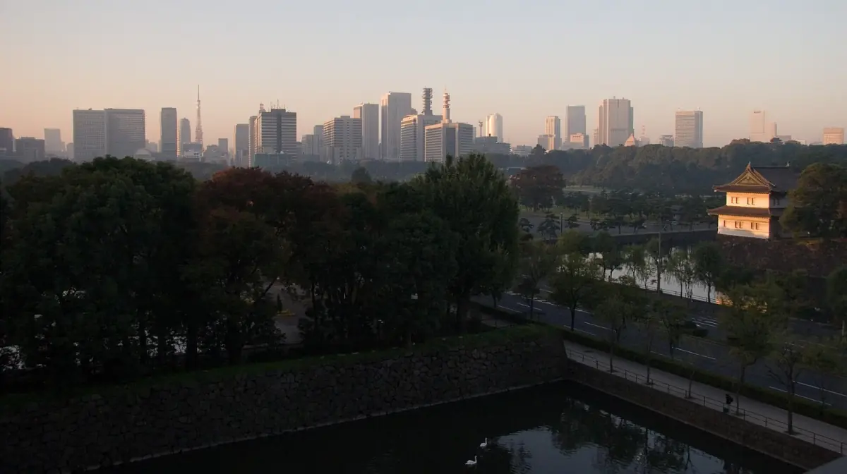 Marunouchi business district skyline in Tokyo at dawn
